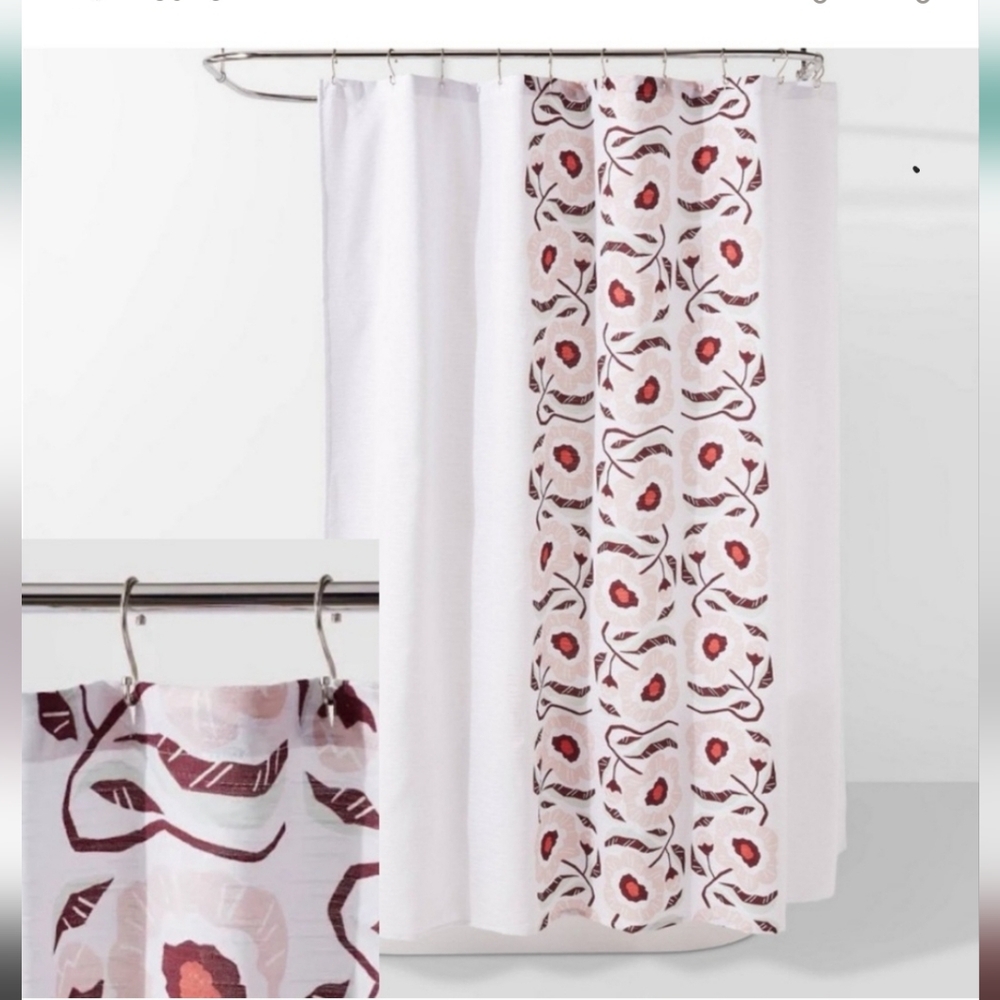 Room Essentials Folk Floral Shower Curtain New